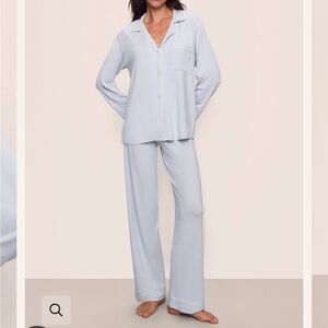 Gisele TENCEL™ Modal Long PJ Set in Ice Blue/Ivory